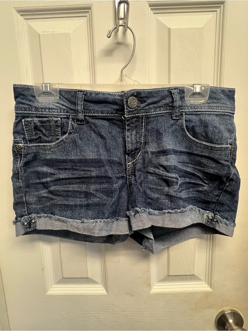 Wallflower Dark Blue Rolled Cuff Denim Shorts